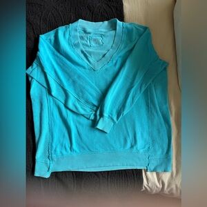 Aerie Turquoise V-Neck Cozy Sweatshirt -small but fits oversized.
